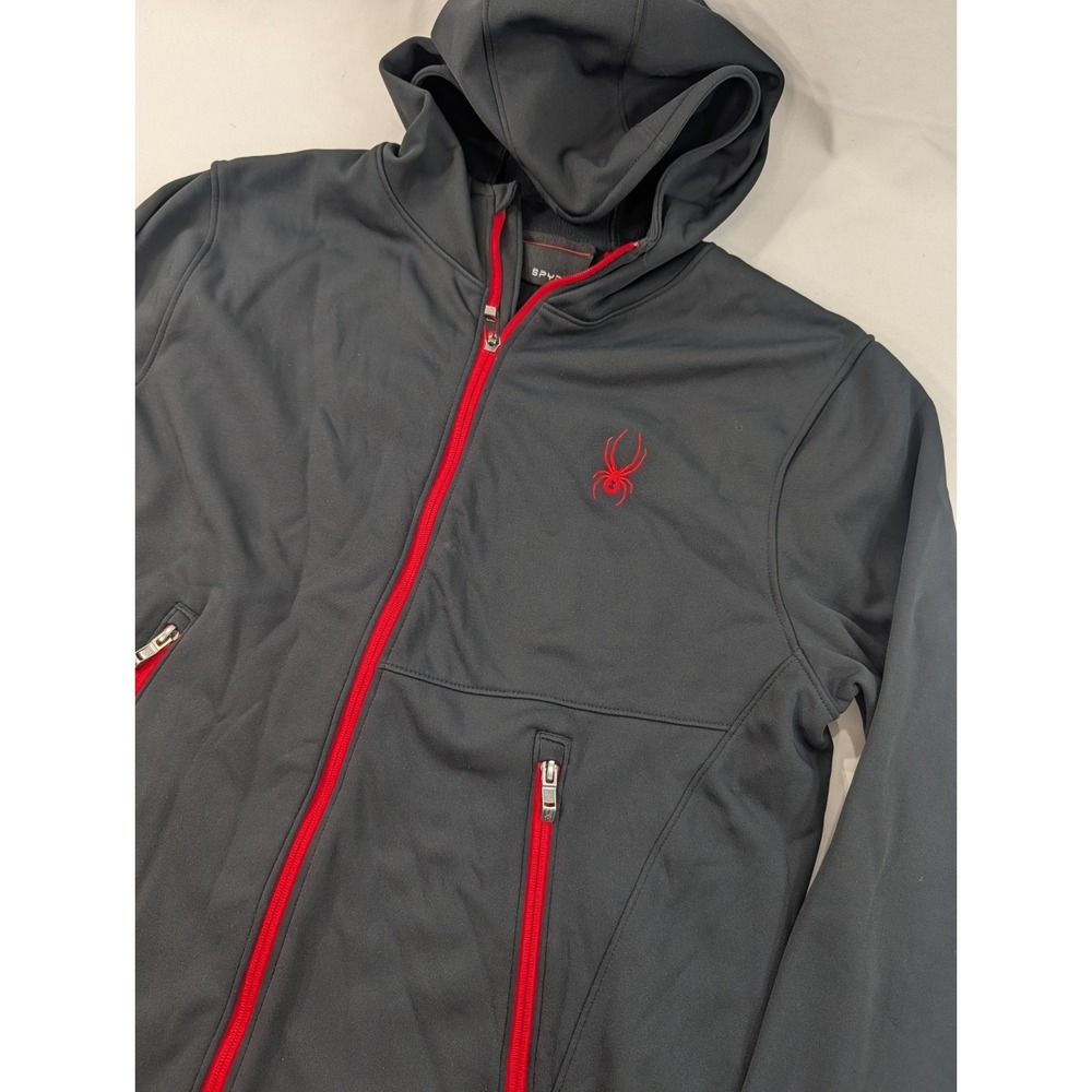 Spyder Black HydroWeb Waterproof Zip Front Soft Shell Hooded Jacket Men's Medium